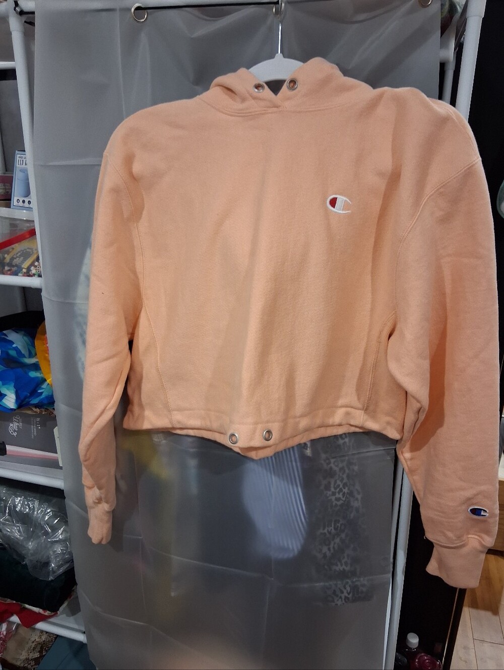 Champion Peach Cropped Crewneck Hoodie
